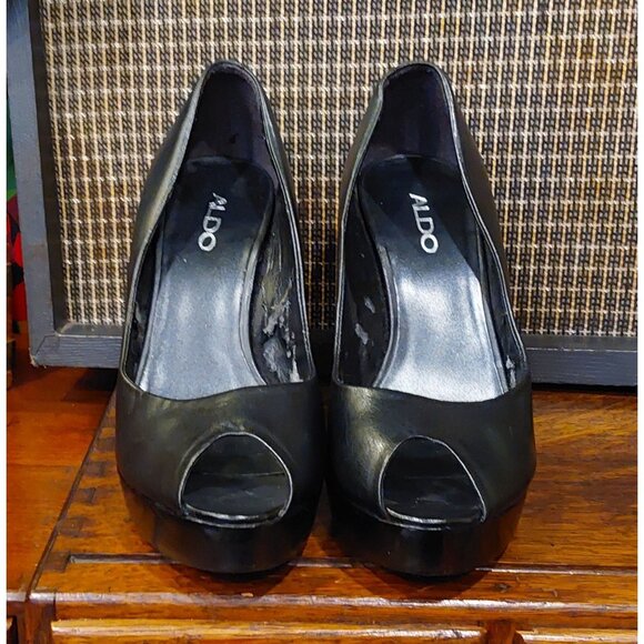 ALDO Women's  Black 5 Inch Peep Toe Stilleto with 1 Inch Platform. Size 8.5 - Picture 9 of 10